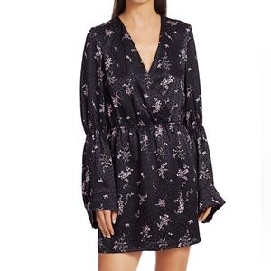 Baum and Pfergarten Silk Floral A Line Bell Sleeve Mini Dress Size 38 US 8
